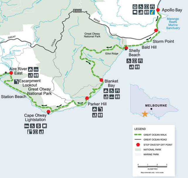 great ocean road walk map Great Ocean Walk Tours Stage 4 Cape Otway To Aire River great ocean road walk map