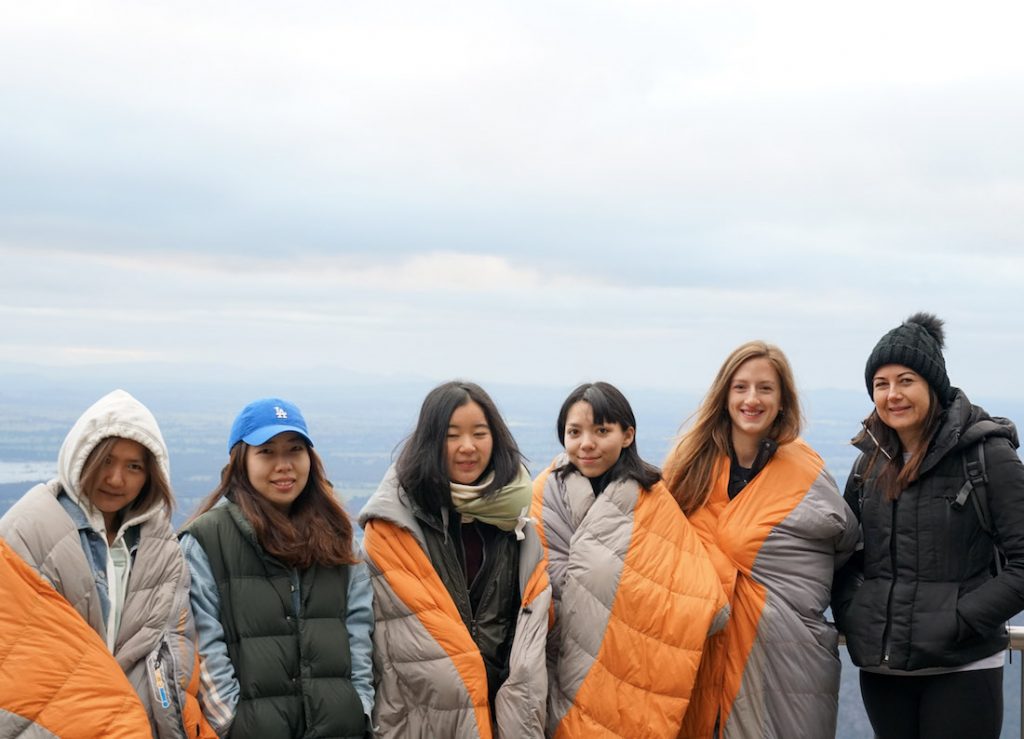 The crew all rugged up at Boroka Lookout for sunrise