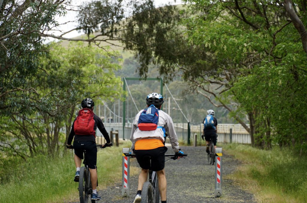 About to cross the bridge at Bonnie Doon - Great Vic Rail Trail Tour