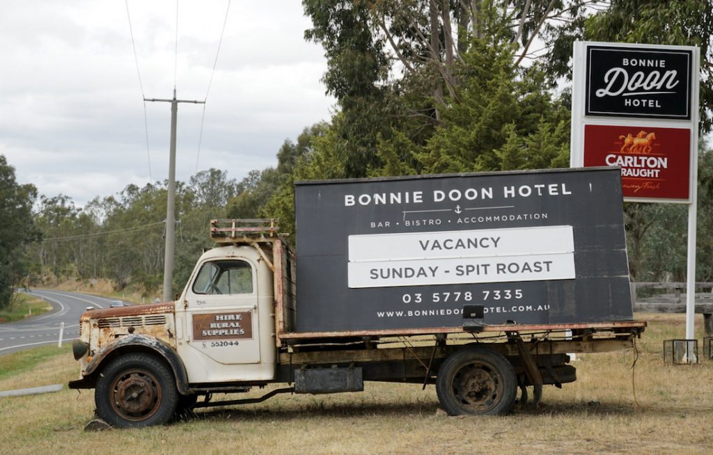 Burgers and beers were enjoyed at the Bonnie Doon Hotel - Great Vic Rail Trail Tour