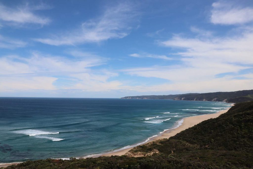 Views of Johanna Beach from the top of the hill on the Great Ocean Walk trail. 