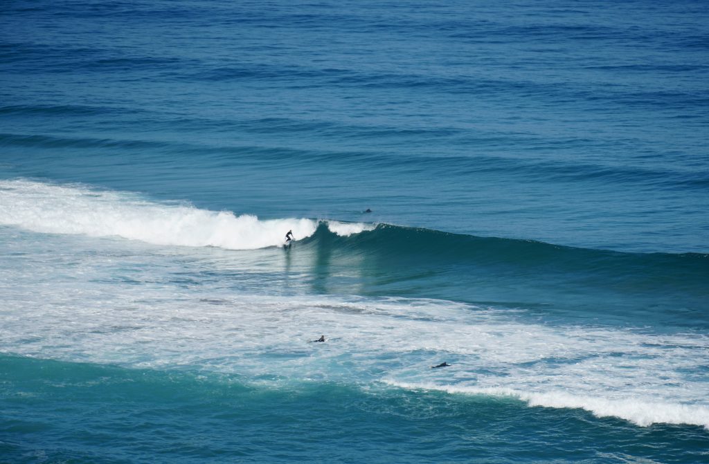 Local surfers in action at Castle Cove. 