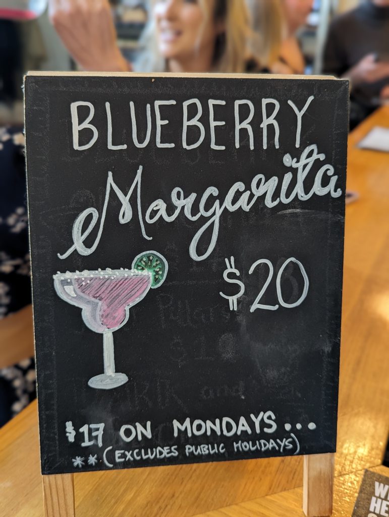 Blueberry Margarita at St Ronan's Cidery. 